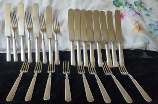 ANTIQUE R.  S.  P.  CO.  MERIDEN SILVER PLATED FLATWARE 24 KNIVES & FORKS 2