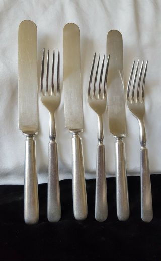 ANTIQUE R.  S.  P.  CO.  MERIDEN SILVER PLATED FLATWARE 24 KNIVES & FORKS 6