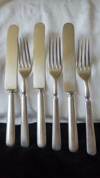 ANTIQUE R.  S.  P.  CO.  MERIDEN SILVER PLATED FLATWARE 24 KNIVES & FORKS 7