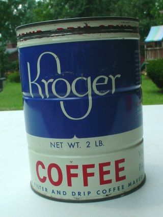 Vintage Kroger 2 Lb Coffee Can Tin Advertising Real 1960s