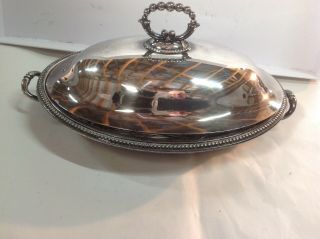 Very Rare Antique Silver Plated Lidded Entree Dish Food Warmer With Water Tank