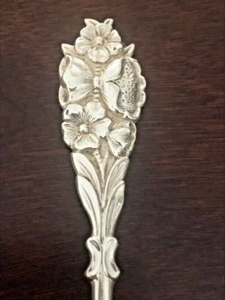 Vintage,  Sterling Silver,  Demitasse Spoon 4 1/2 ",  Flower Handle,  Gold Wash Bowl
