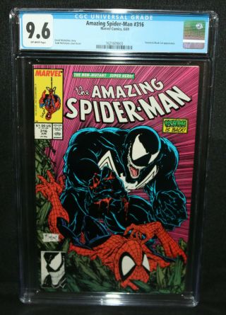 Spider - Man 316 - Todd Mcfarlane Venom & Black Cat - Cgc 9.  6 - 1989