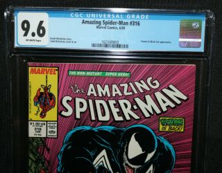 Spider - Man 316 - Todd McFarlane Venom & Black Cat - CGC 9.  6 - 1989 2