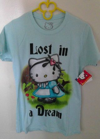 Mighty Fine Hello Kitty Alice Lost In A Dream Blue T - Shirt Size M