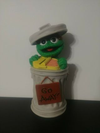 Vtg Sesame Street Muppets Oscar The Grouch Piggy Bank Toy Jim Henson Illco Rare