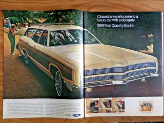 1969 Ford Country Squire Wagon Ad Luxury Car With A Doorgate