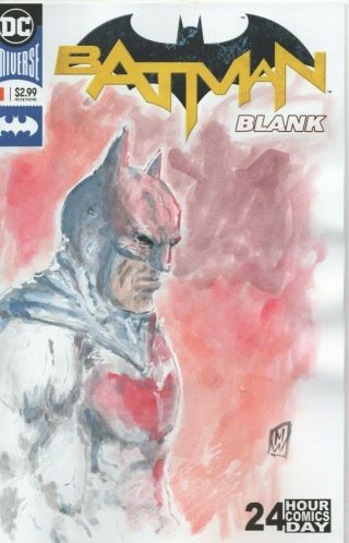 Batman Watercolor Painting Blank 1 Sketch Cover Book Mike Wehner