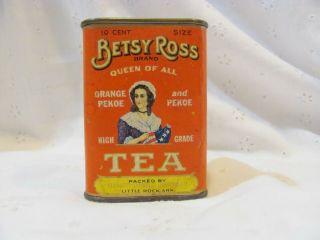 Vintage Betsy Ross Queen Of All Tea Tin With Cardboard Sides 10 Cent Size