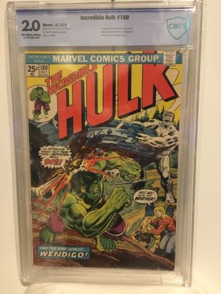 Incredible Hulk 180 Cbcs (not Cgc) Gd 2.  0 1st Wolverine
