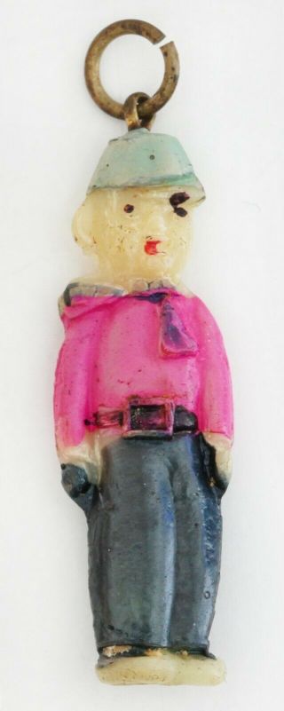 1940’s Vintage Celluloid Man With Hat Charm - Cracker Jack Toy Prize - Japan