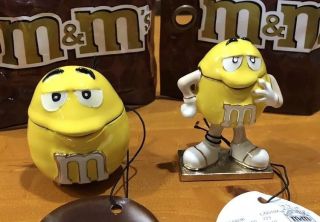 Set Of 2 Yellow M&m Peanut Monet Jewelry Trinket Box W Charm Enameled $50
