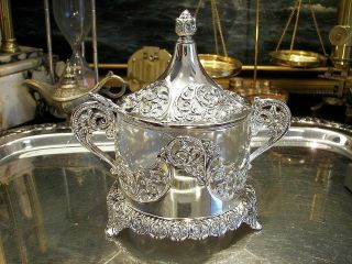 Silver Plate Sugar Bowl Ornate Openwork Vintage Antique Old Styled Gift