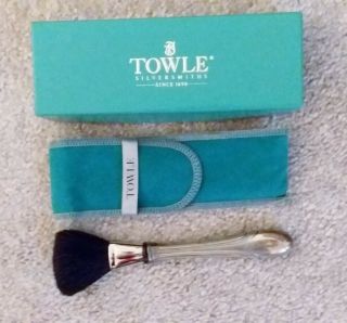 Towle Sterling Silver Vintage Cosmetic Make Up Brush - Art Deco Design Nib