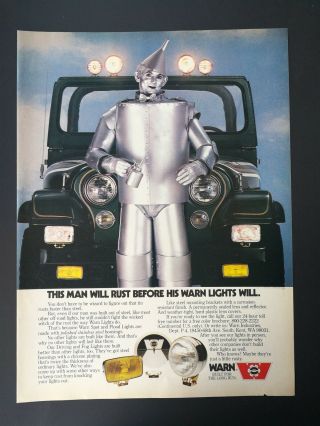 Vintage 1979 Warn Lights Jeep Tin Man Wizard Of Oz Full Page Color Ad