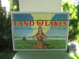 Land O Lakes Sweet Cream Butter Advertising Recipe Card Metal Box Vintage