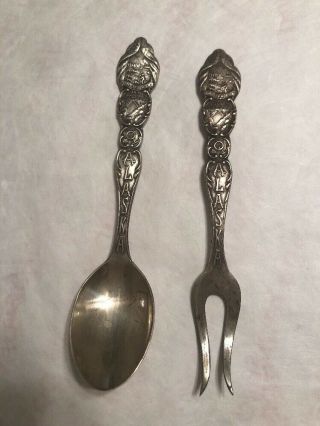 Vintage Alaska Sterling Silver Souvenir Spoon And Fork Set