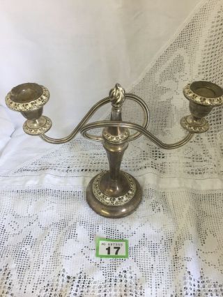 Vintage Silver Plated Candelabra 2 Candle Sticks Ornate With Felt Base