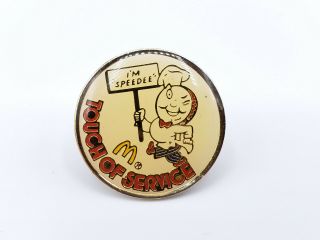 Vintage Mcdonalds Speedee Pin " Touch Of Service " In Fantastic