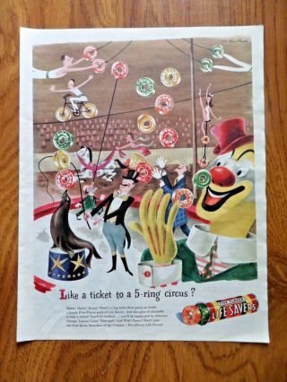 1946 Life Savers Candy Ad Like A Ticket To A 5 Ring Circus?