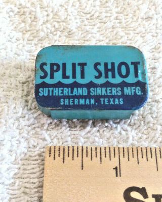 Vintage Split Shot Sutherland Sinkers Mfg.  Sherman Texas Advertising Tin Fishing