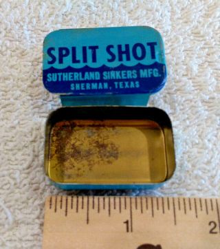 Vintage Split Shot sutherland Sinkers MFG.  Sherman Texas advertising Tin fishing 3
