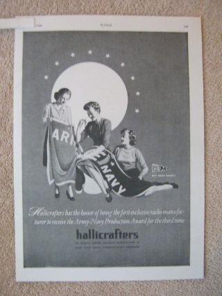 Vintage 1944 Wwii Hallicrafters Shortwave Radio Army Navy Award Print Ad