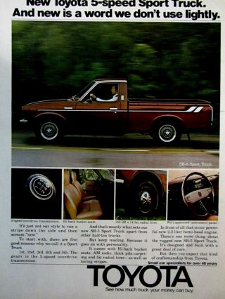 1975 Toyota Sr 5 Sports Truck Print Ad 8.  5 X 11 "