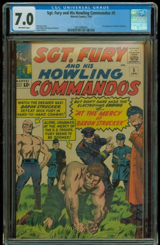 Sgt.  Fury And His Howling Commandos 5 Cgc 7.  0 1st Baron Strucker