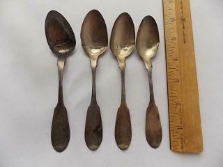 4 Antique Sterling Silver Spoons Marked C.  W.  F.