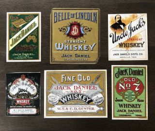 Vintage Set Of 6 Jack Daniels Old No 7 Whiskey Bottle Labels