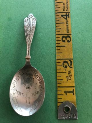 Antique Sterling Silver Baby Spoon Birth Record Stork 12 Grams - Rare