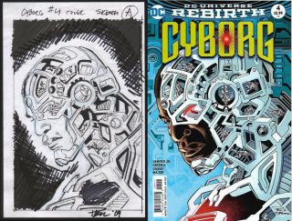 Paul Pelletier Signed Jla Teen Titans Cover Art Prelim Sketch Cyborg 4