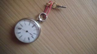 A Antique Continental Silver ? Cylinder Pocket Watch With Rubies Fully