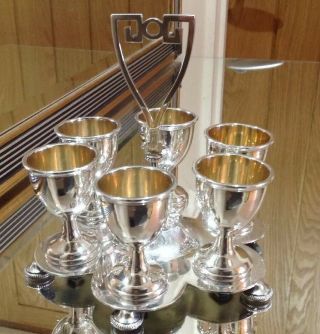 Antique Victorian Silver Plated Egg Cup Set X 6 On Stand By Thomas Bradbury