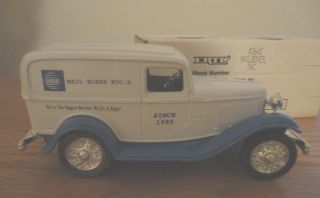 Vintage Die Cast 1932 Panel Delivery Truck,  Coin Bank W/key,  1/25 Scale;