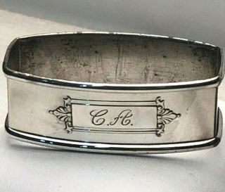 Antique Napkin Ring,  Sterling Silver,  Oblong,  Made By Webster Silver Co 2 5/8 "