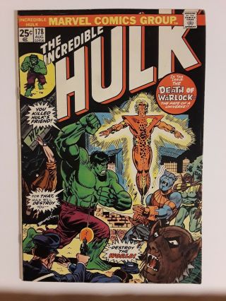 Incredible Hulk 178 (f/vf 7.  0) 1974 Rebirth Of Adam Warlock Gerry Conway Story