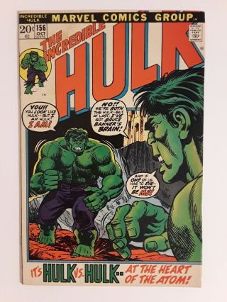 Incredible Hulk 156 (vf - 7.  5) 1972 Jarella Appearance; Herb Trimpe Cover & Art