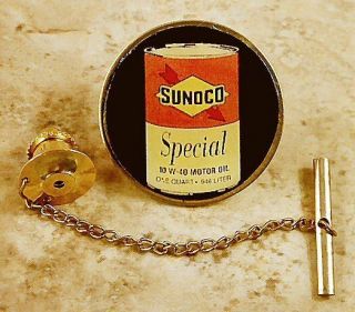 Sunoco Oil Can Tie Tack Pin And Chain Clasp