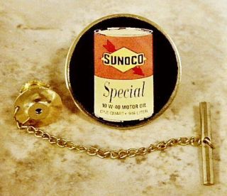 Sunoco Oil Can Tie Tack Pin and Chain Clasp 2