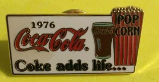 Coca - Cola 1976 Slogan Metal Hat / Lapel Pin Coke Adds Life.