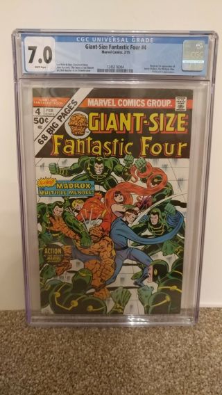 Giant Size Fantastic Four 4 Cgc 7.  0 White Pages 1st Multiple Man Jamie Madrox