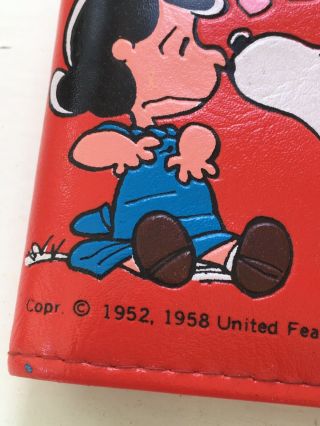 Vintage 1960 ' s RED Faux Leather LUCY & Snoopy PEANUTS Wallet 3