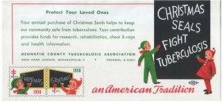 1958 Christmas Seals Ad Distributed By 5th Northwestern Bank Vtg Old