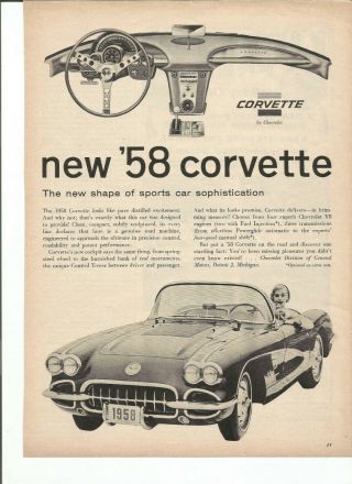 1958,  1959,  1960,  1961,  and 1962 Chevrolet Corvette vintage print ads, 2