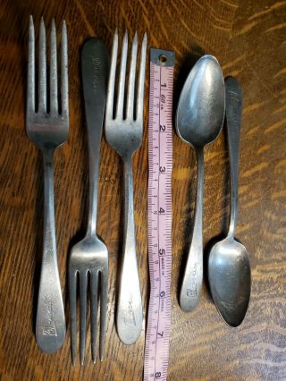 Vtg International Silver Co Silver Plate Forks & Spoons " Ingalls Shipbuilding "