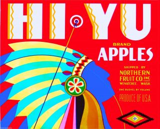 Wenatchee Washington State Hi Yu Apples Apple Fruit Crate Label Art Print