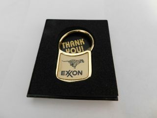 Vintage Keychain Gold Plated Exxon W/tiger & Pen Knife