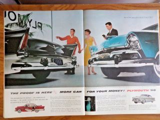 1956 Plymouth Belvedere & Savoy Sport Ad 7up Soda Ad Ice Cream Jell - O Kittens